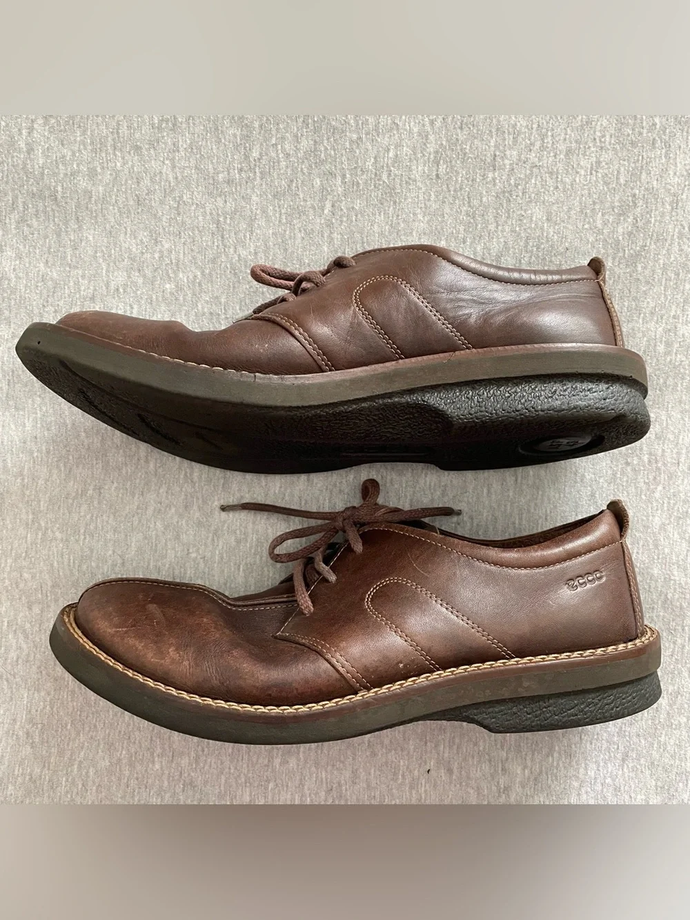 Ecco Men's Size EU 43 US 9-9.5 Brown Leather Casual Lace-Up Shoes